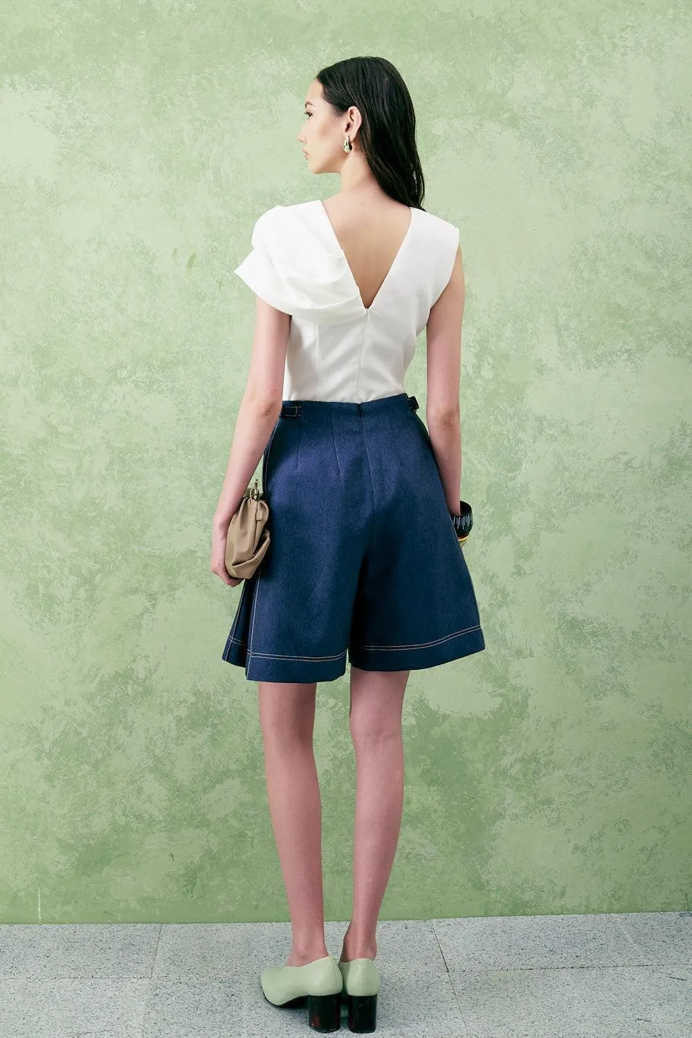 Magnolia Straight Side Pocket Denim Above The Knee Culottes