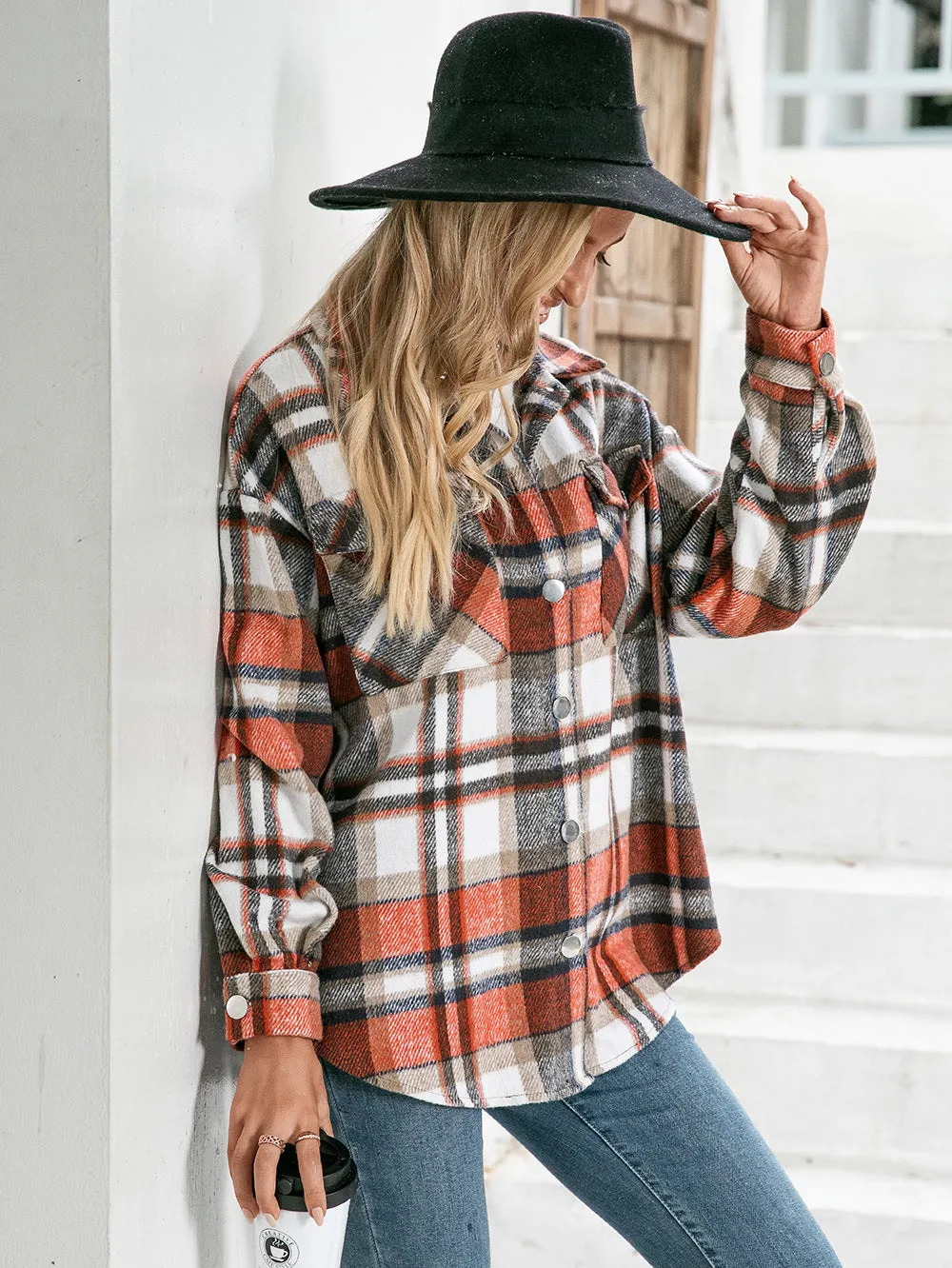 Meet You Outside Plaid Button Down Shacket