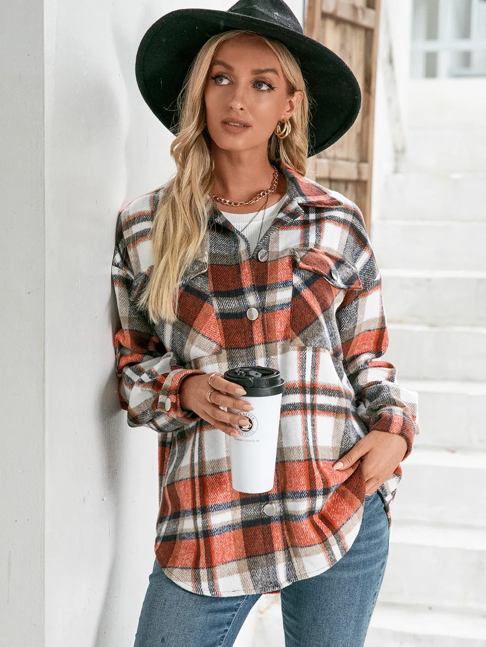 Meet You Outside Plaid Button Down Shacket