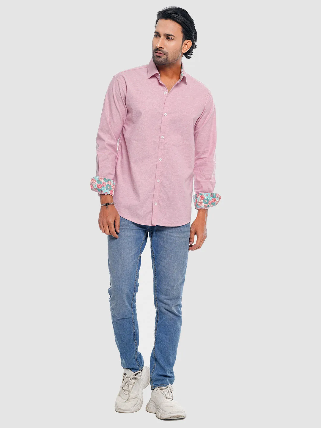 Men's Full Sleeve Shirt in Pastel Pink