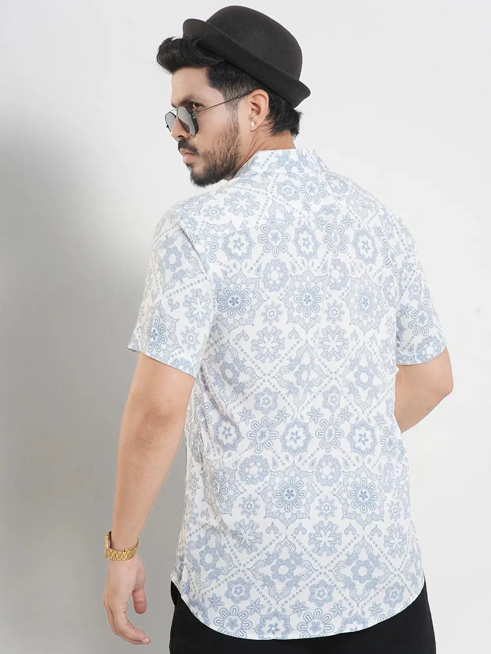 Men's Paisley Circle Print Short Sleeve Shirt