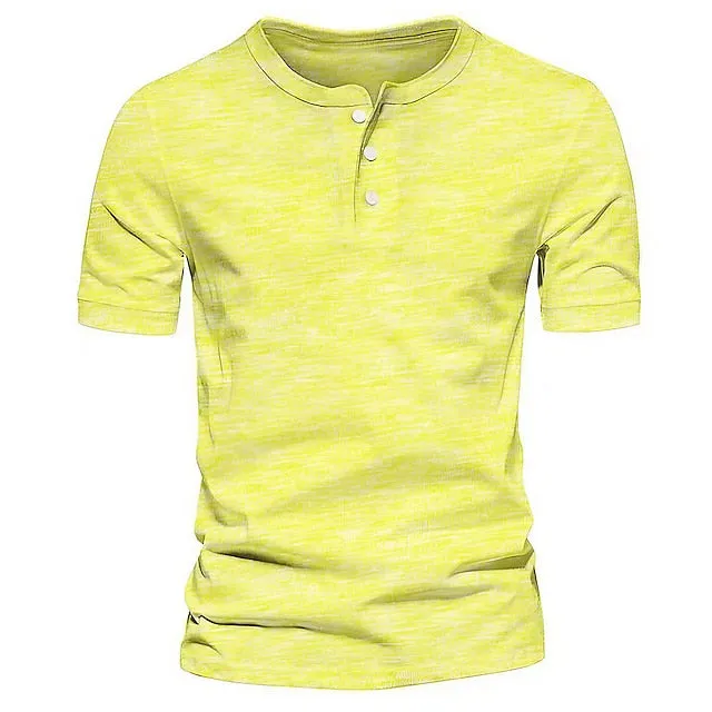 Men's T shirt Tee Henley Shirt Golf Polo Plain Round Casual Sports Short Sleeve Button Clothing Apparel 100% Cotton Fashion Cool