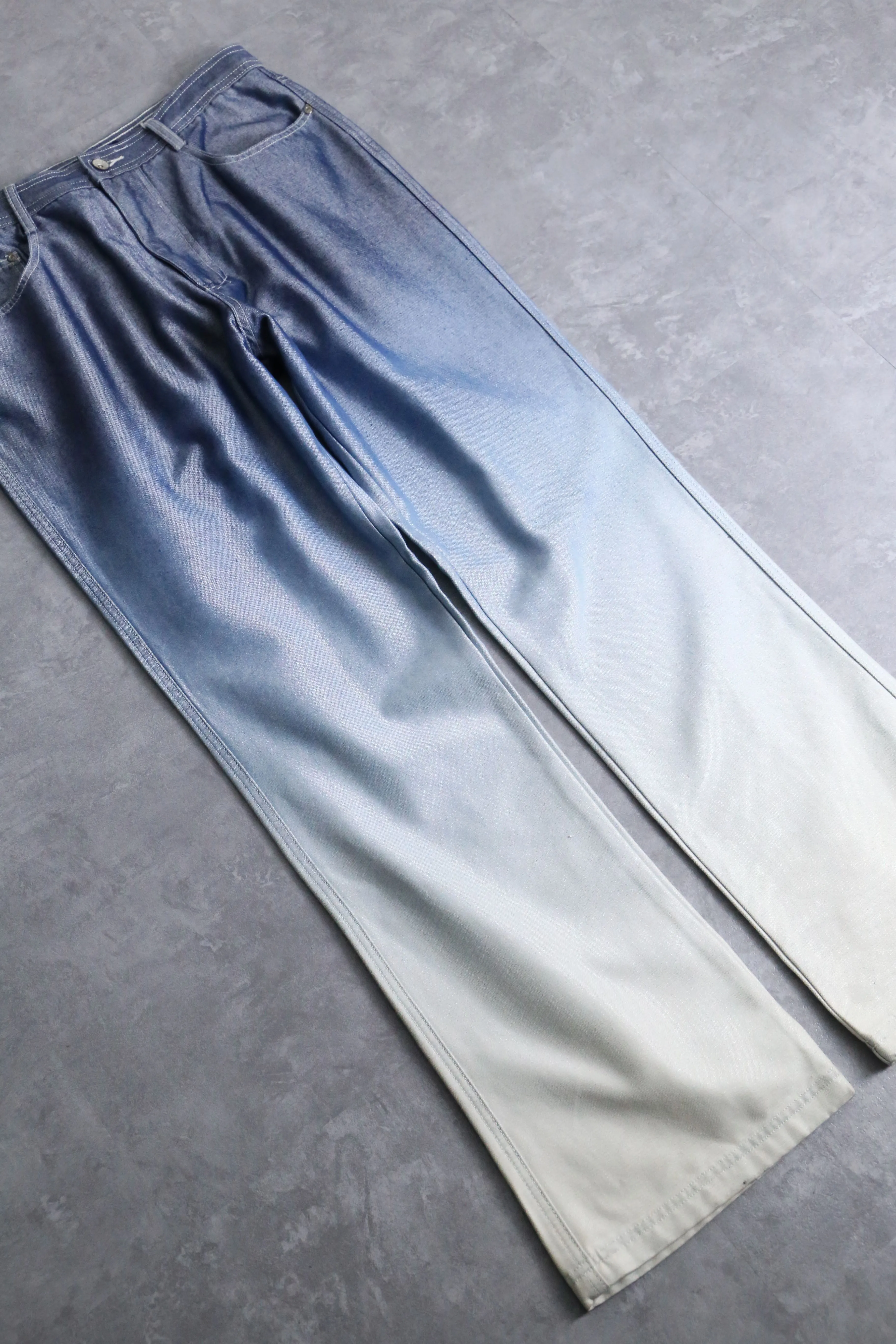 metallic sky gradation denim pants