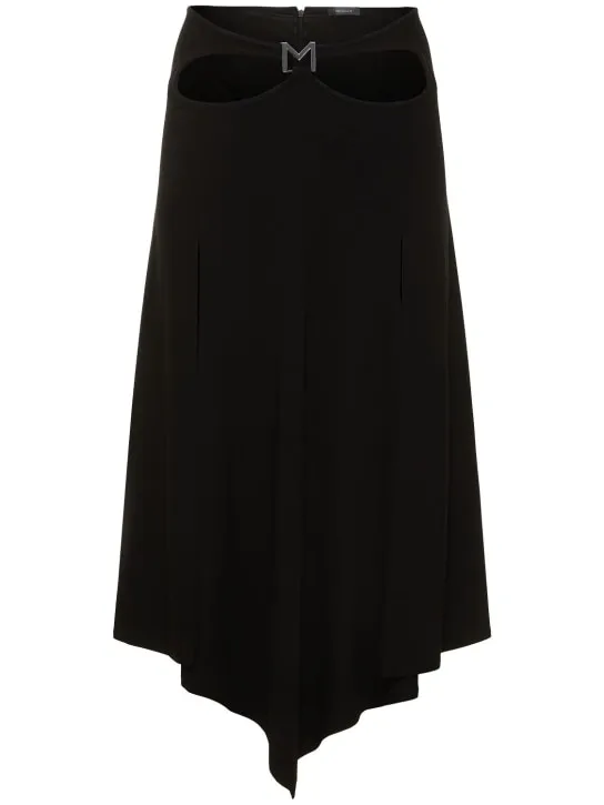 MUGLER   Logo jersey cutout midi skirt 