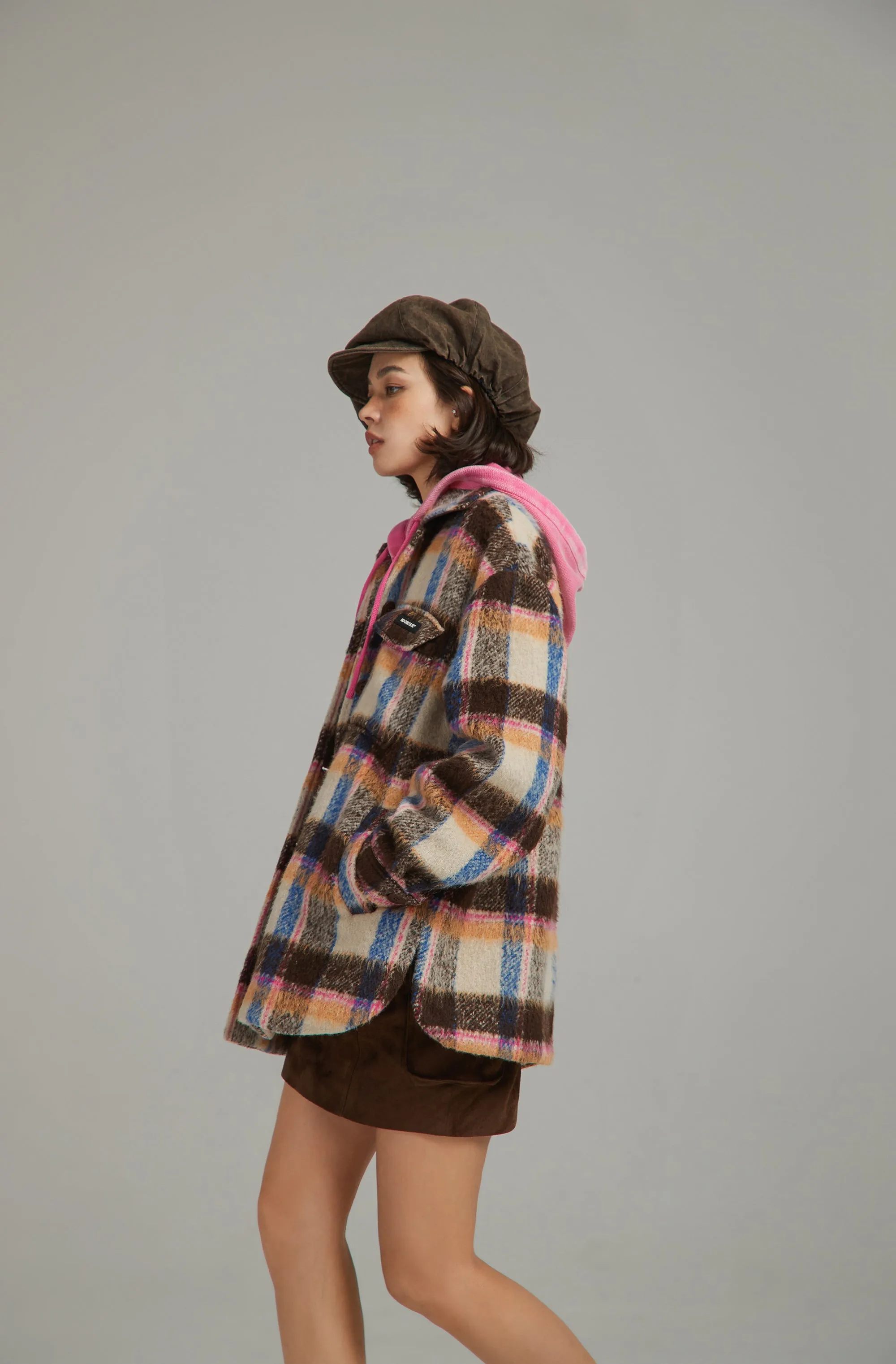 Multi Color Check Loose Fit Shacket