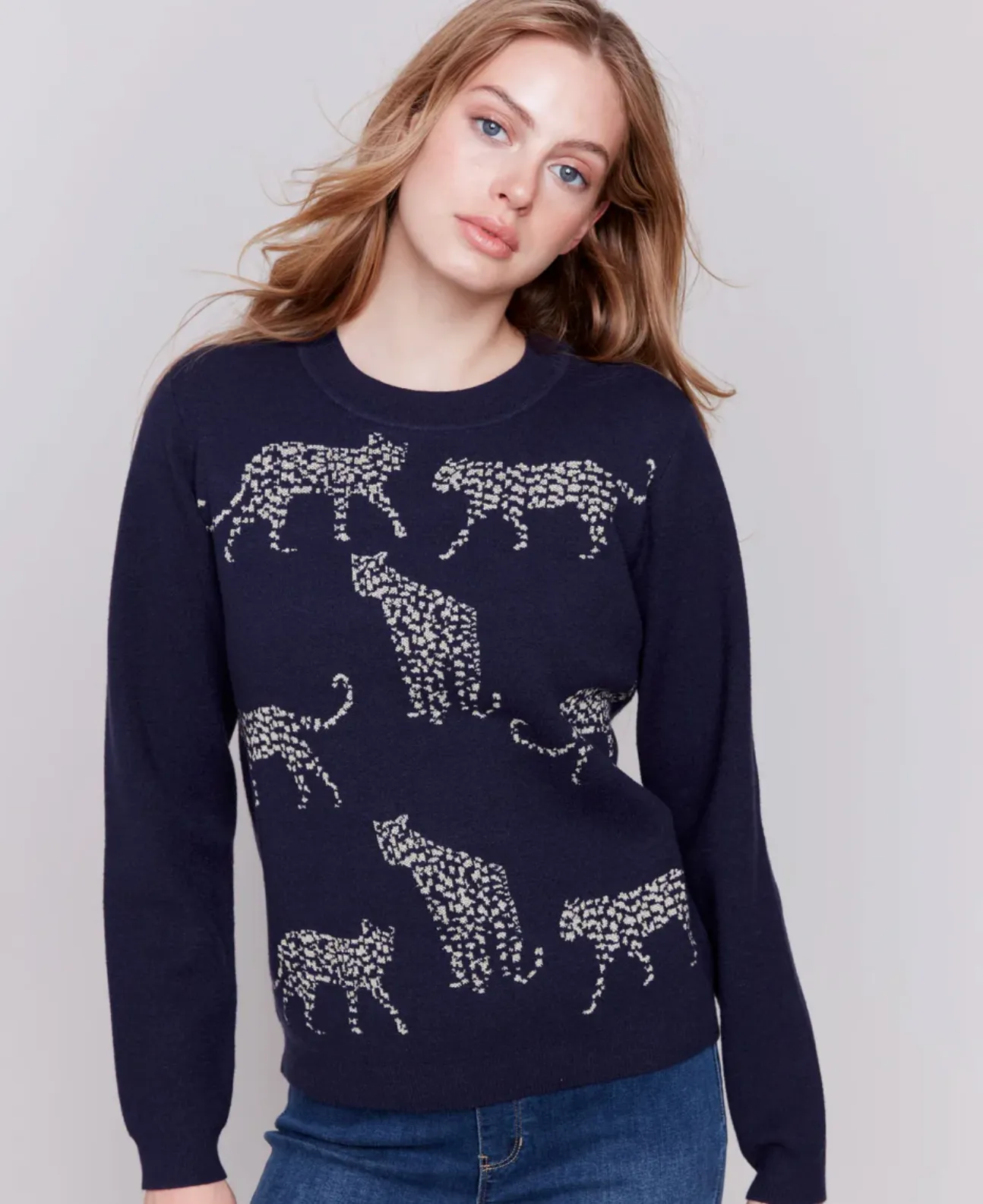 Navy Cheetah Sweater