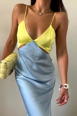 Nico lemon sky slip dress