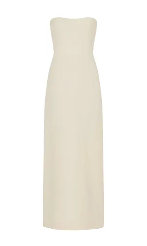 Opus Maxi Dress in Ivory Wool Silk Cady