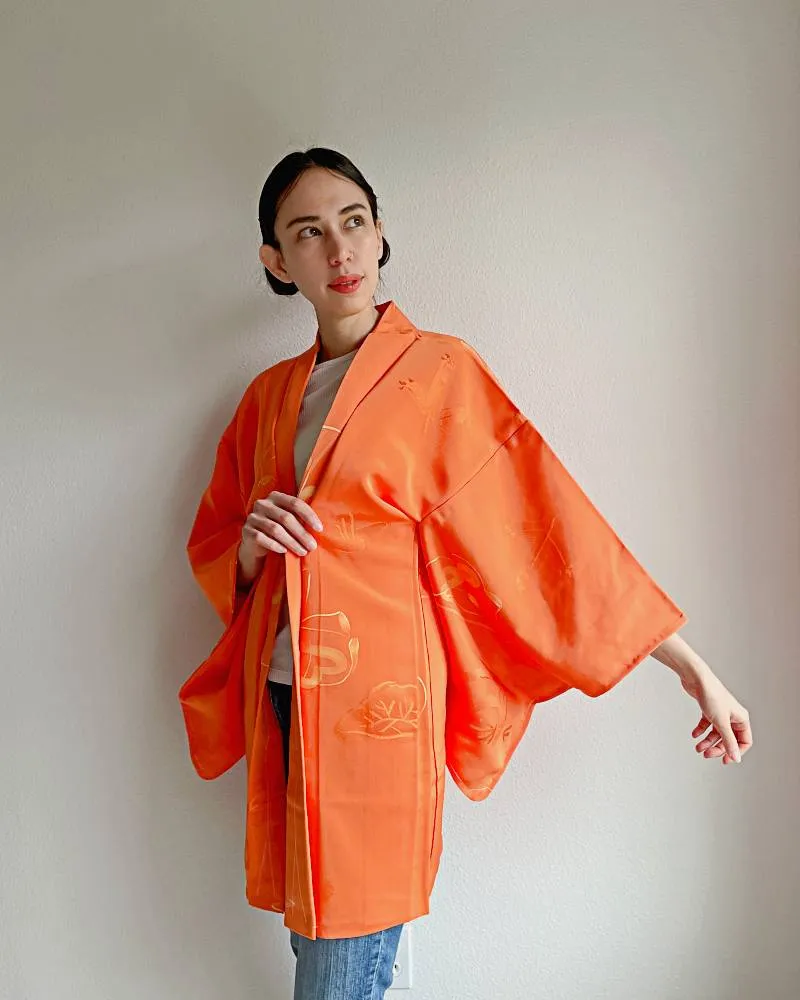 Orange Shiny Pine Haori Kimono Jacket