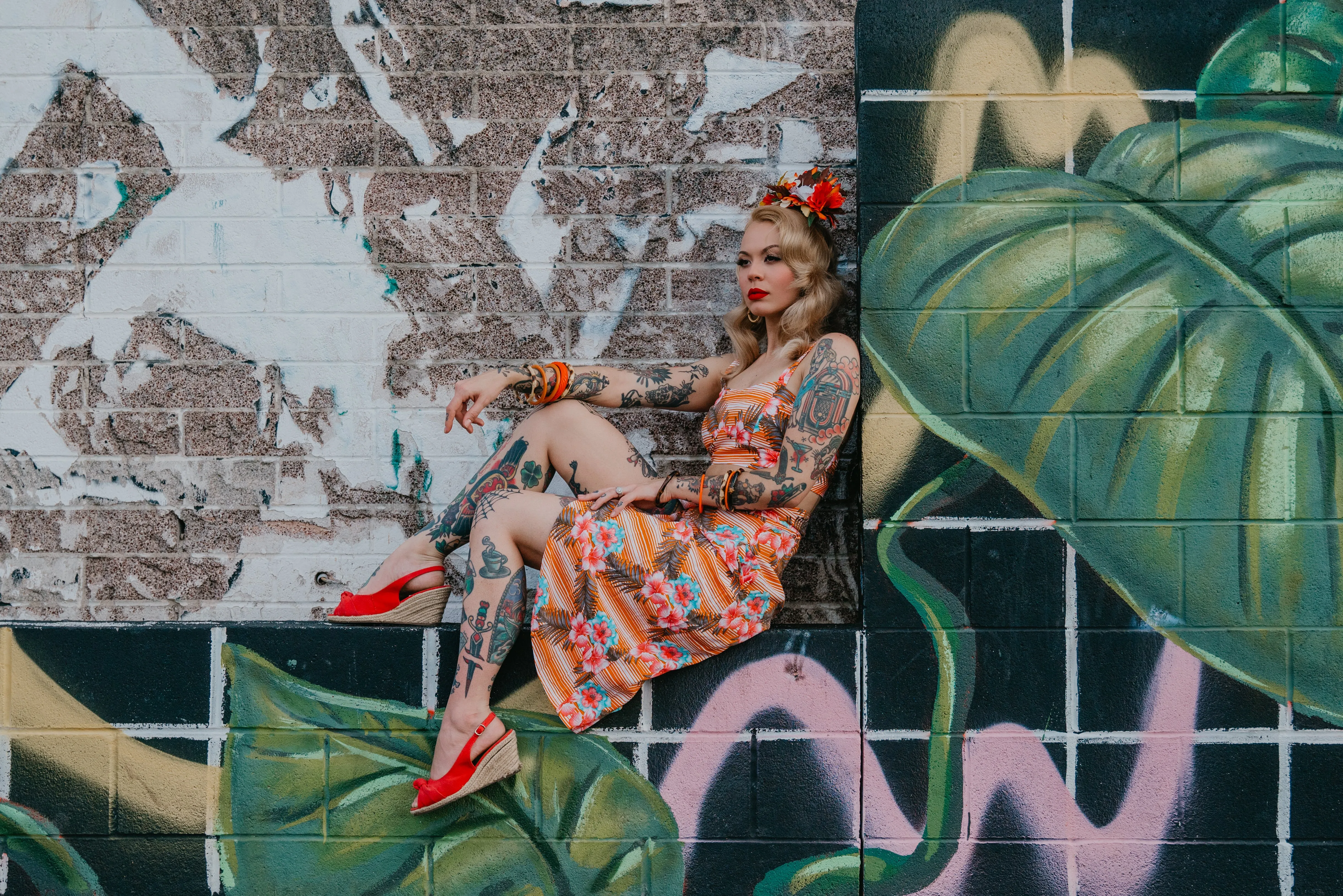 Orange Tropical Wrap Skirt