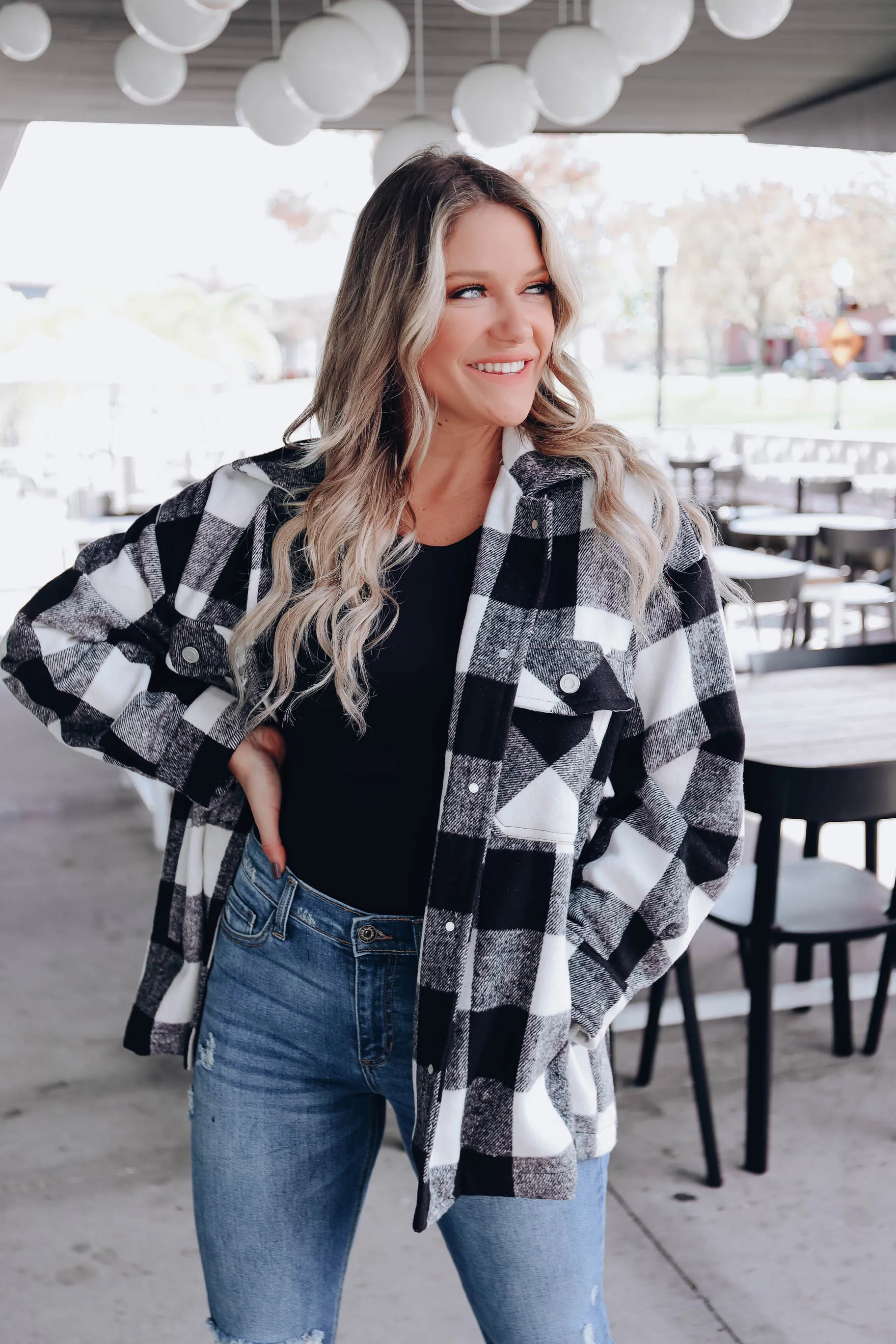 Ottawa Plaid Flannel Shacket - Black/White