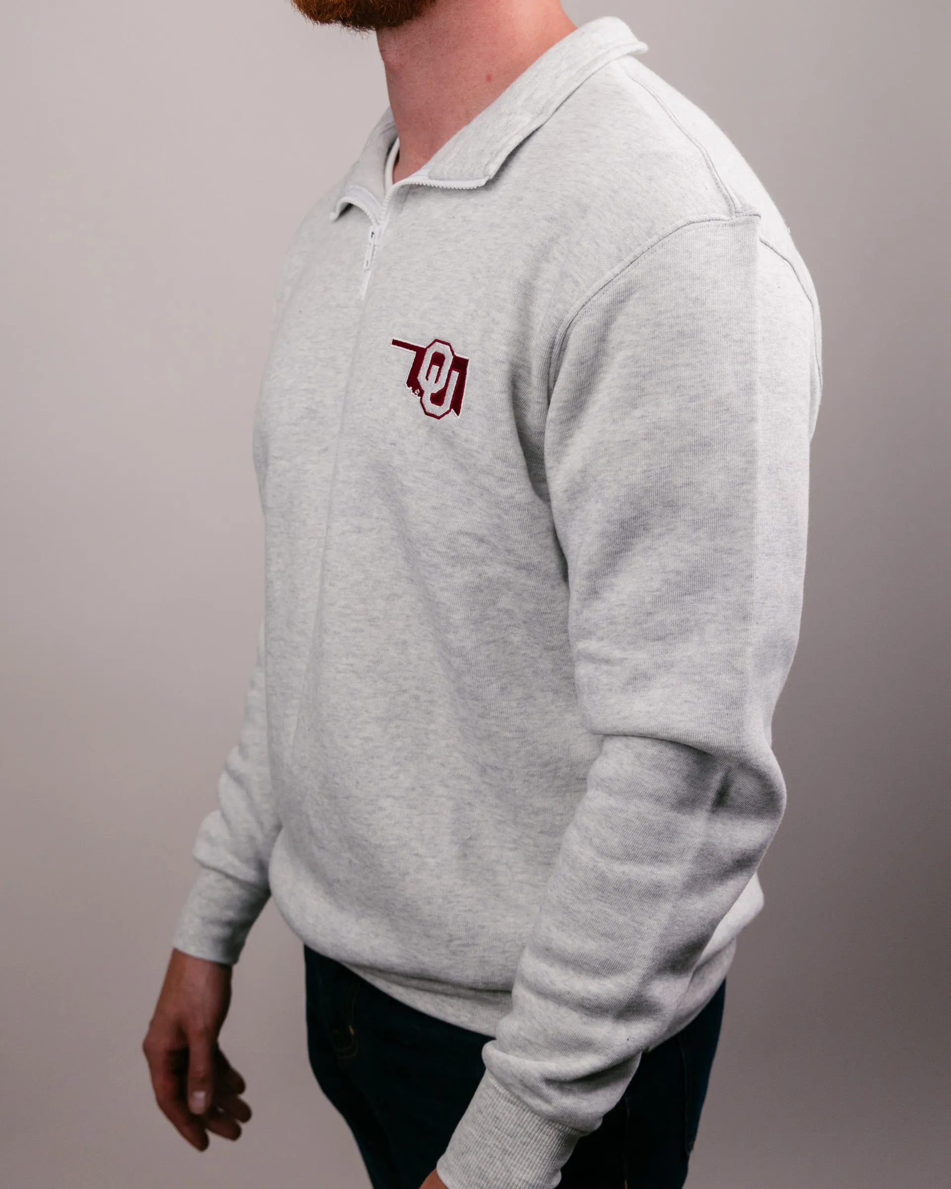 OU Sooners Ash Grey Quarter Zip