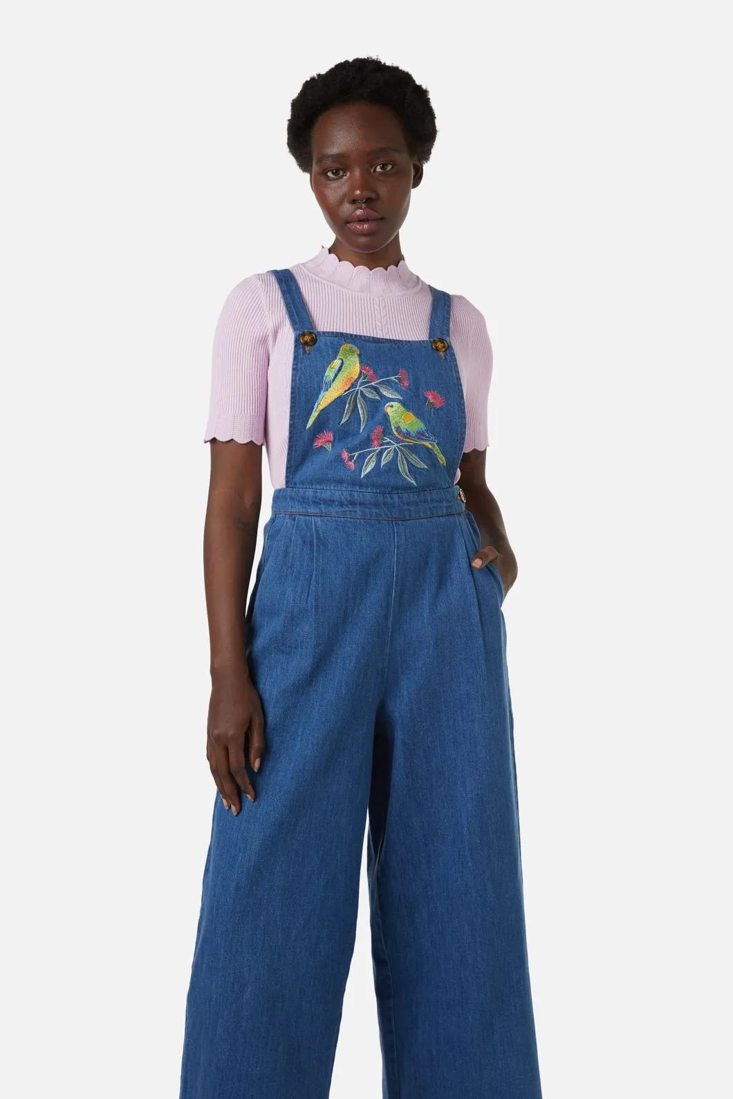 Parrot Embroidered Overall