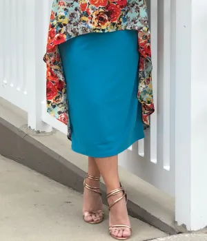 Pencil Skirt Aqua Jade