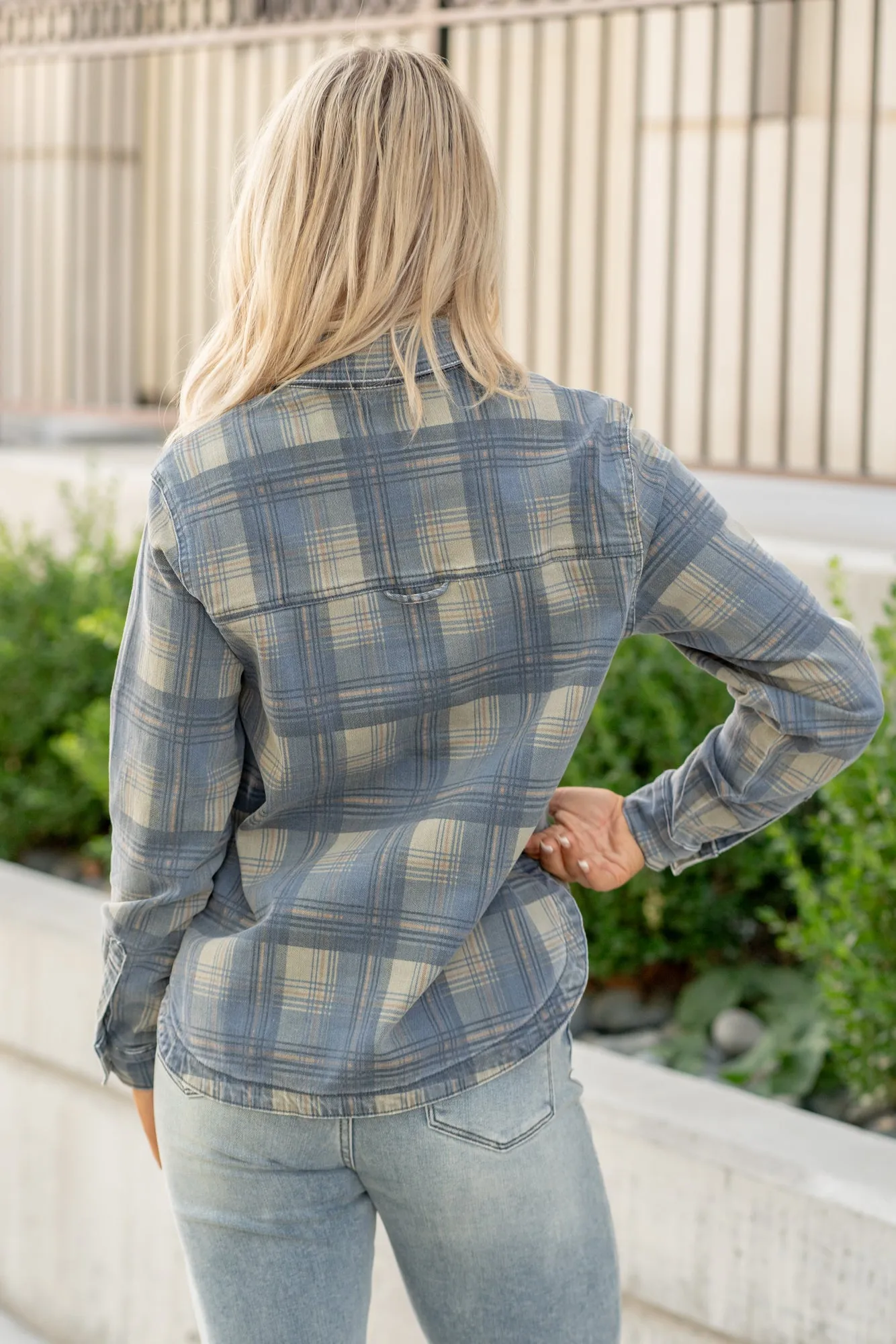 Plaid Print Denim Shacket