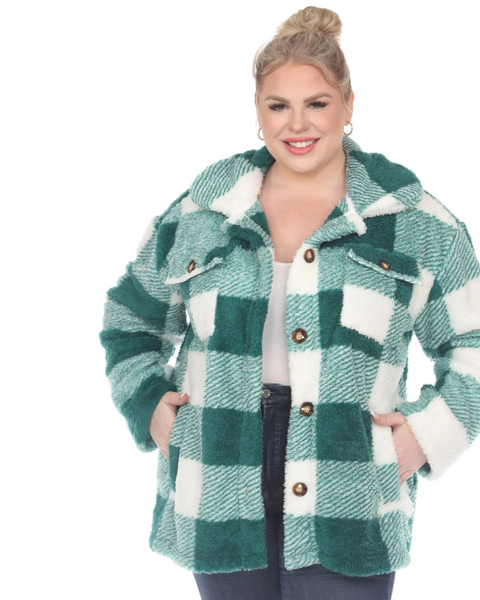 Plaid Shacket | Green/White