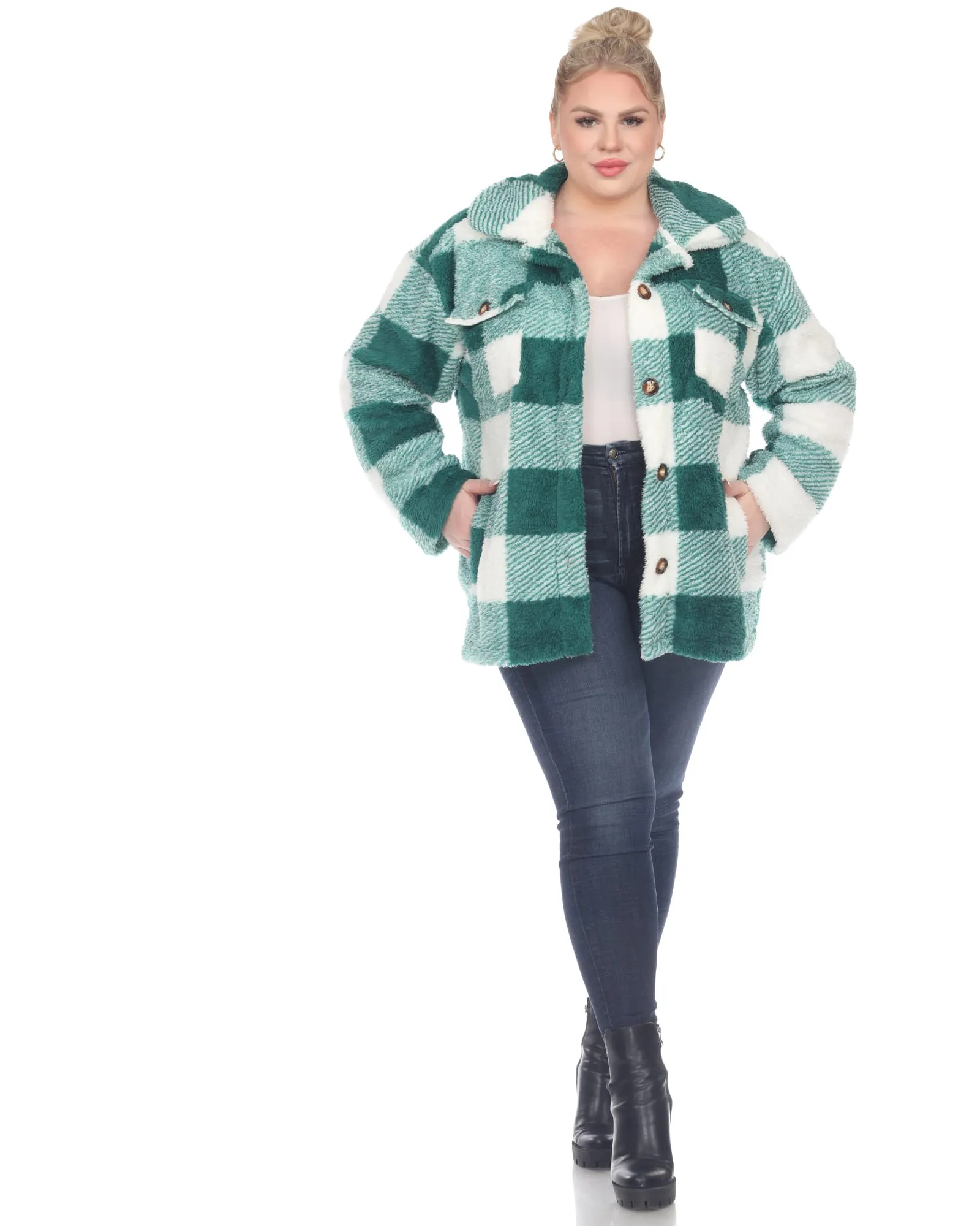 Plaid Shacket | Green/White