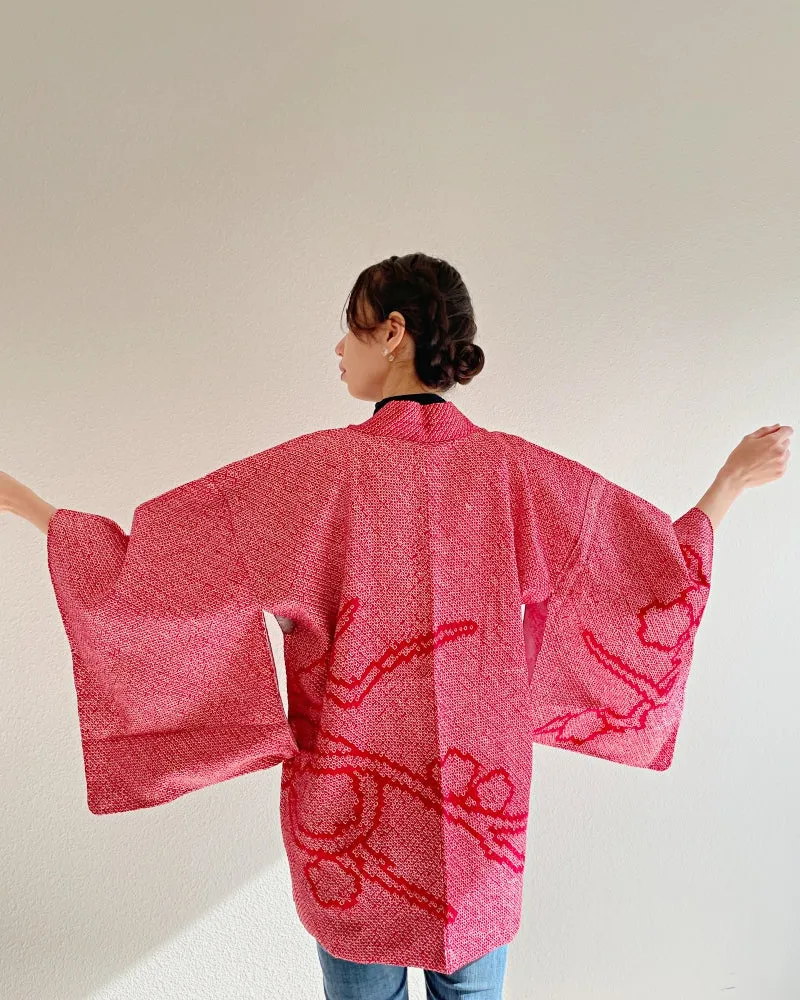 Plum branch and Me Shibori Haori Kimono Jacket