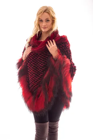 Red Rex Cape with Tibet Lamb Trim