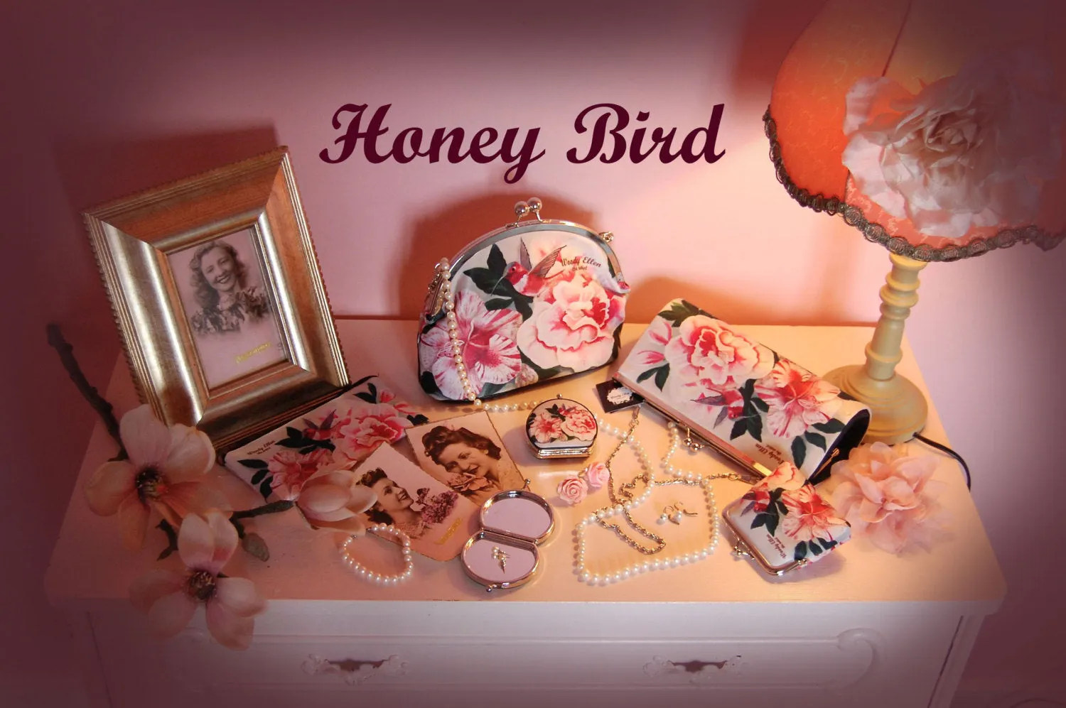 Retro pencil bag, vintage pencil case, Honeybird