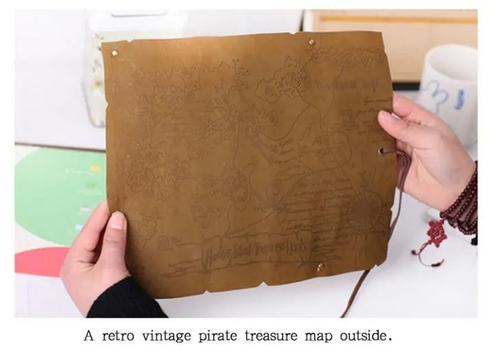 Retro Vintage Pirate Roll Up PU Leather Pen Pencil Case Bags Treasure Map Kid Party Gift Favor Make up Cosmetic Bag