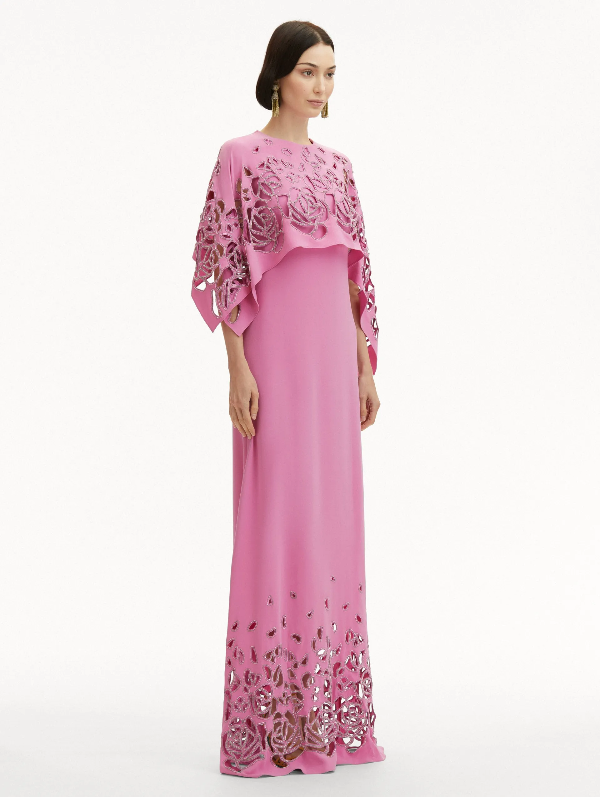 Rose Embroidered Cape Caftan