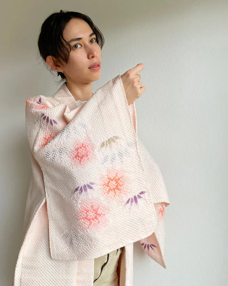 Sakura and Pine Shibori Haori Kimono Jacket