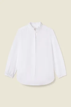 Sara B Henley Shirt White Poplin