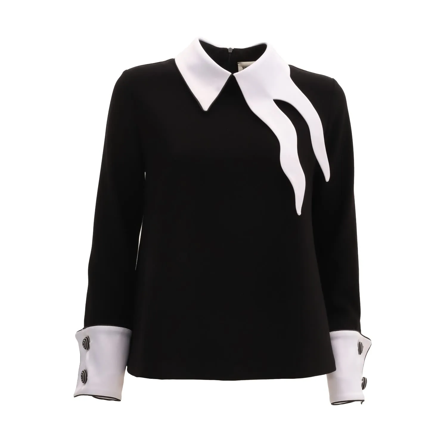 Semi-Formal Blouse With Contrasting Details Black