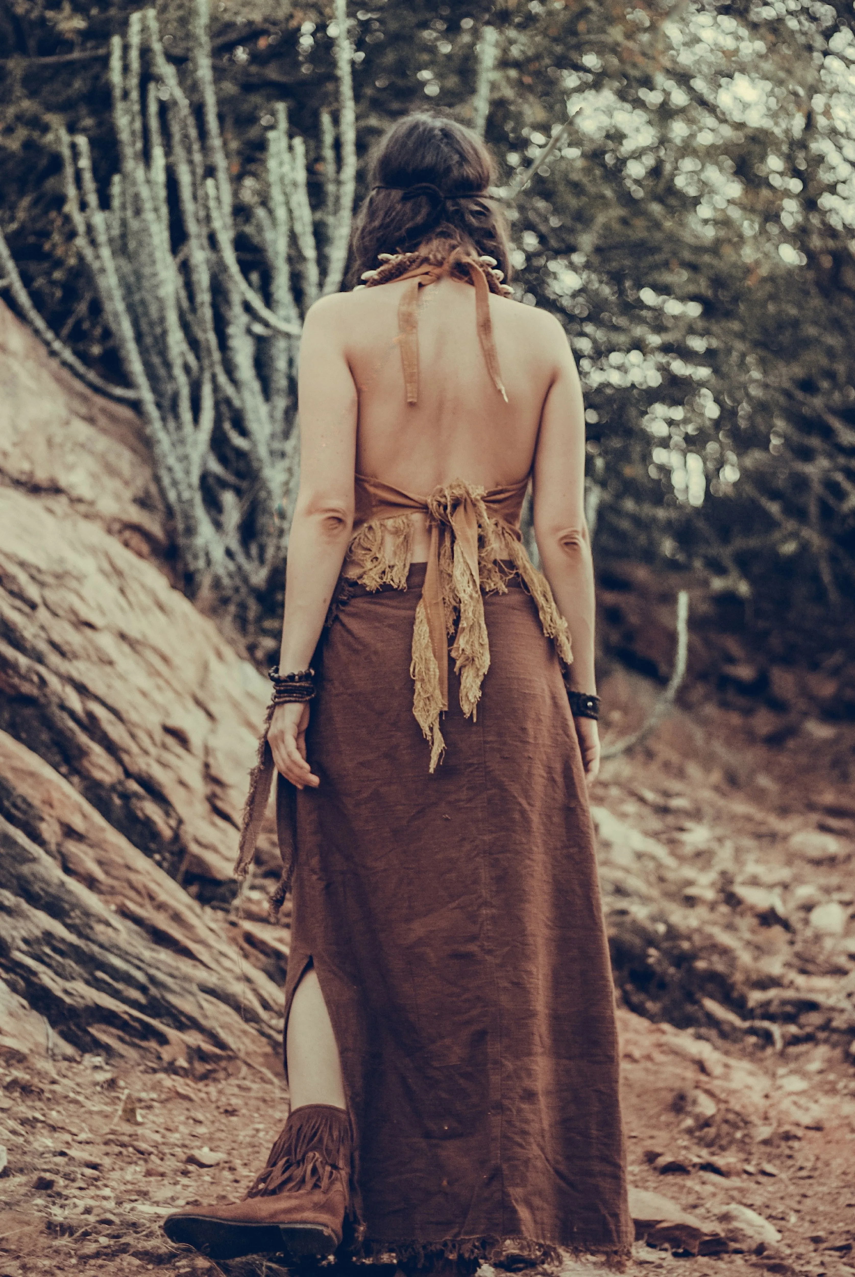 Shamanic Woman Outfit ⋙ Forest Woman Backless Halter Top   Wise Tree Skirt