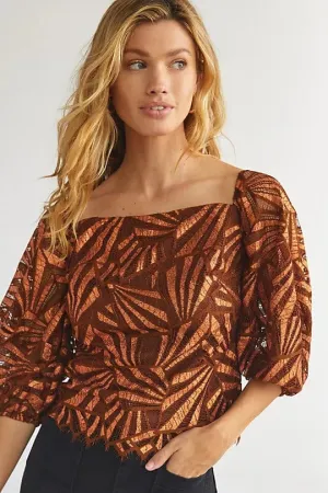 Shine Lace Blouse – Copper Metallic