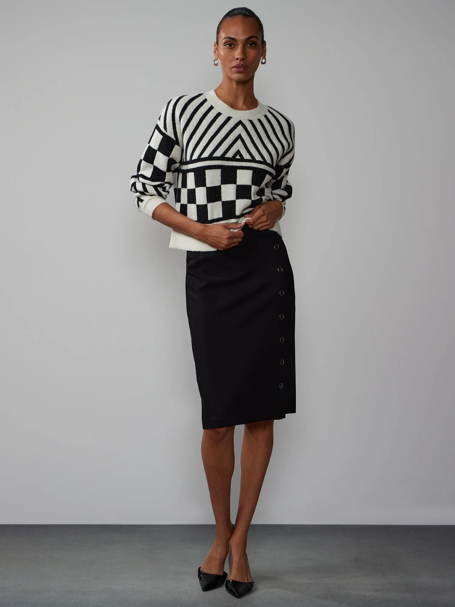 Side Snap Ponte Pencil Skirt