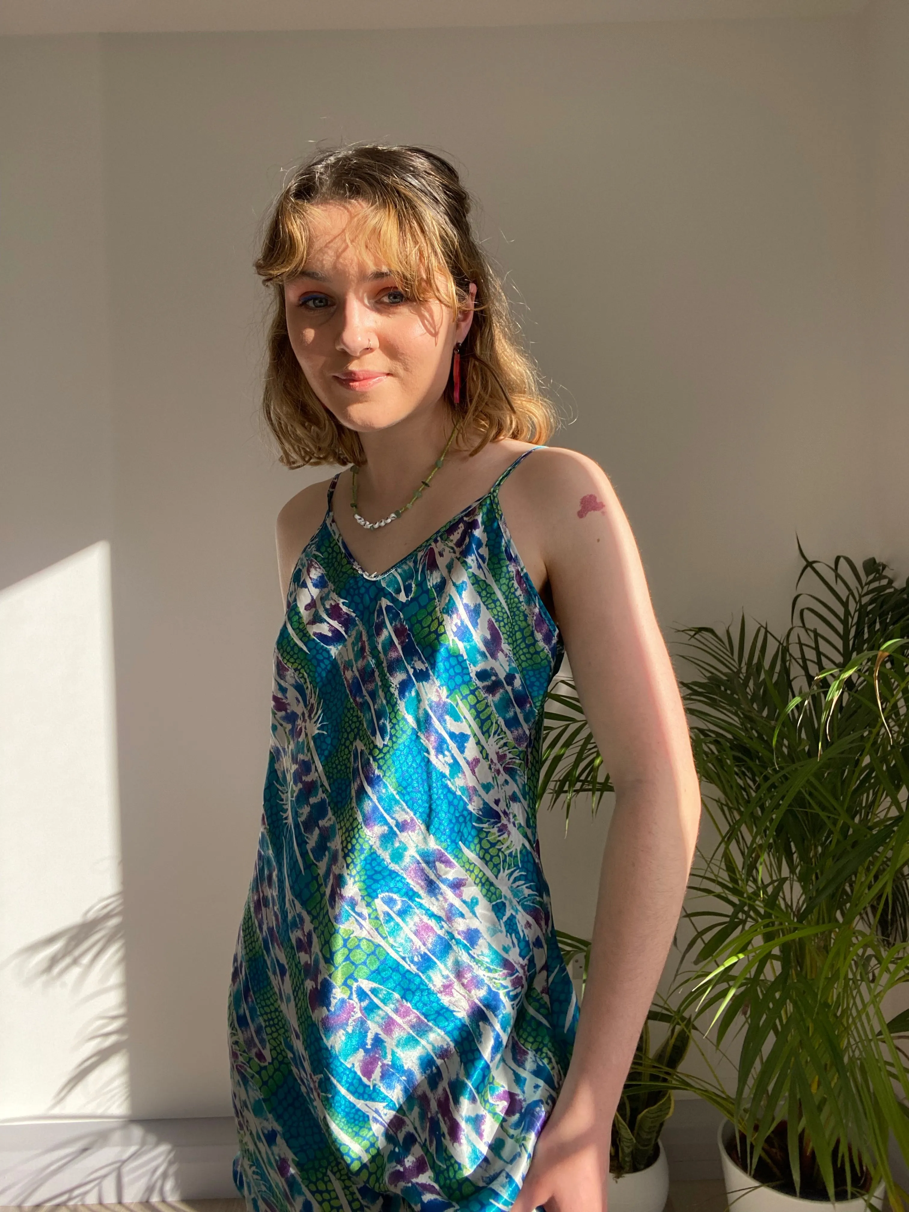 Silk Patterned Slip Dress