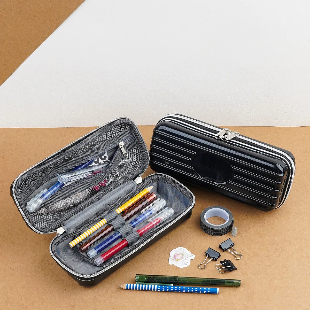 Simple Black Solid Briefcase Pouch And Pencil Case