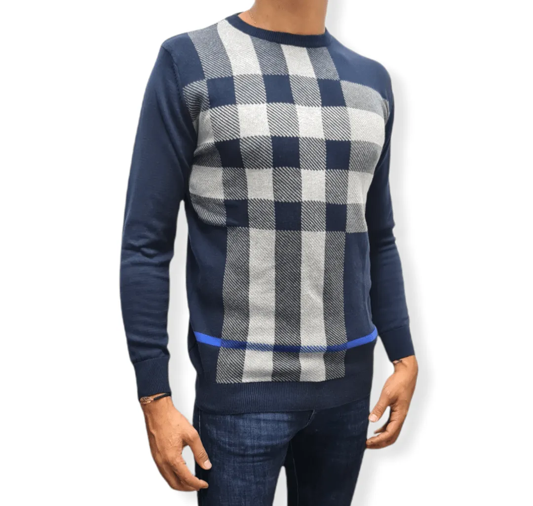 [Slim Fit] Men Round Collar Pullover GANT - Blue Patterns