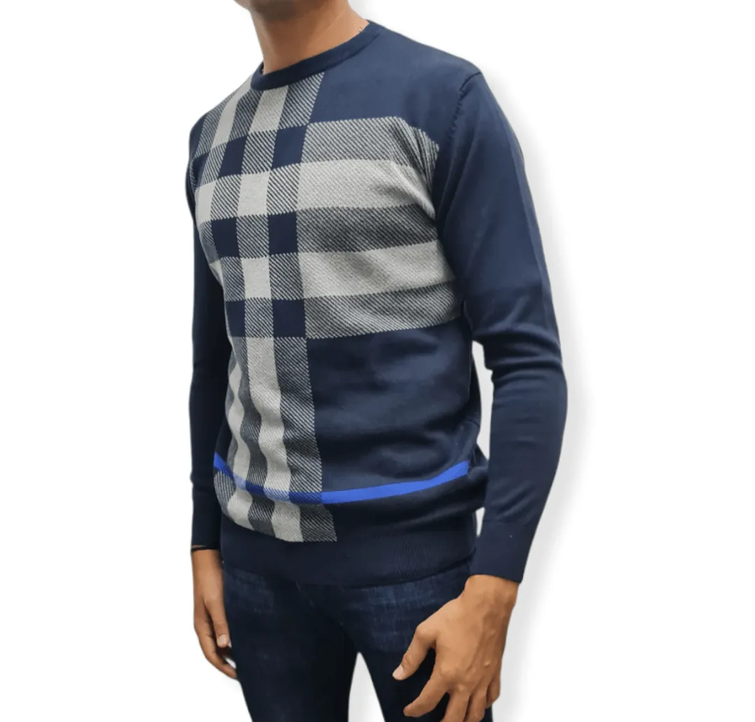 [Slim Fit] Men Round Collar Pullover GANT - Blue Patterns