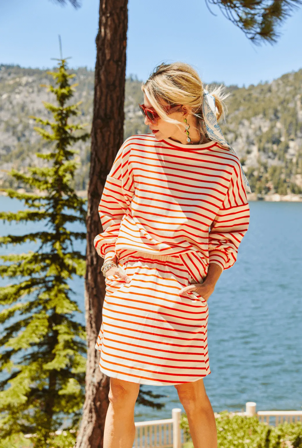 Snappy Pullover - Tangerine Stripe Knit