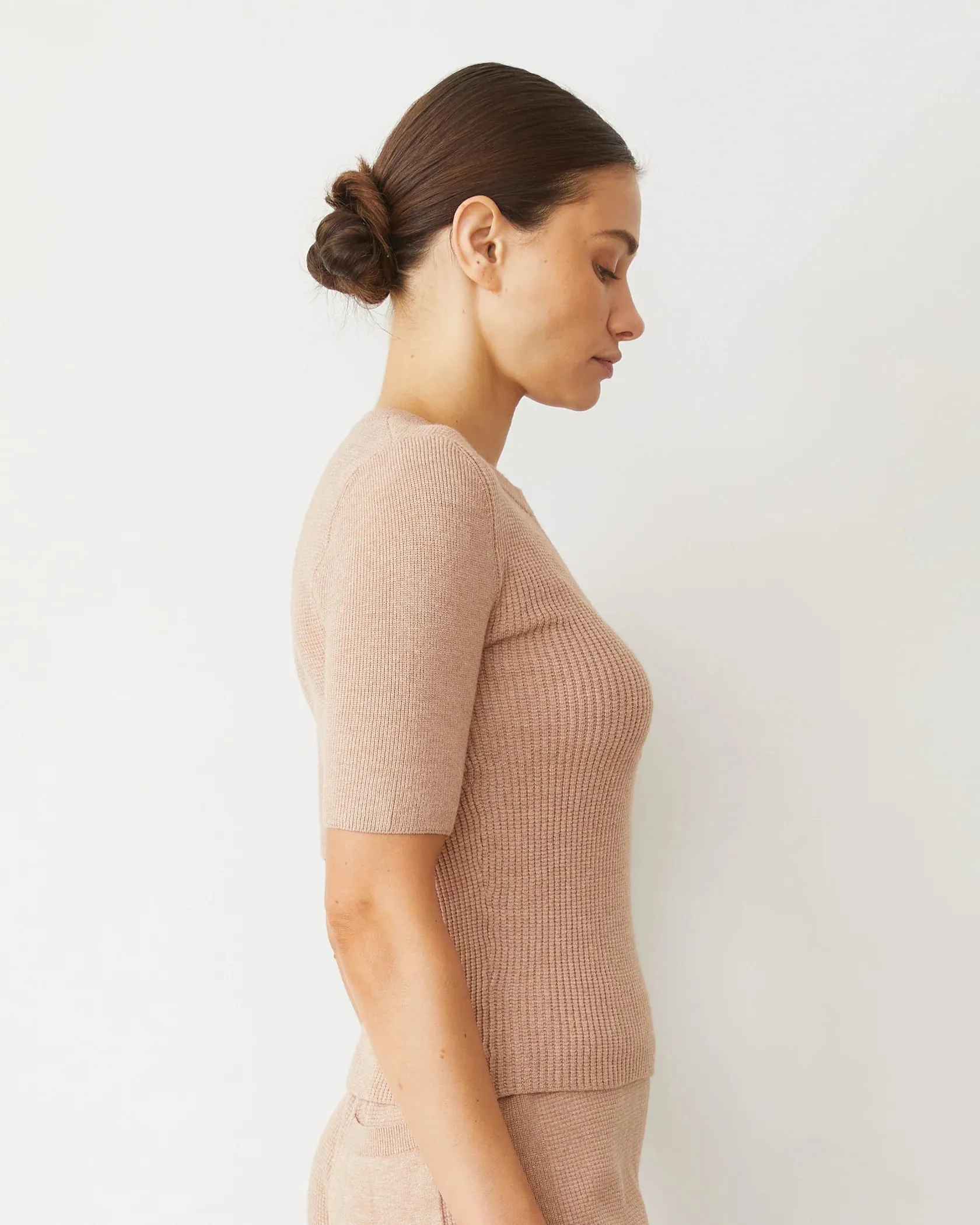 Softknit Rib Waffle Henley - Taupe