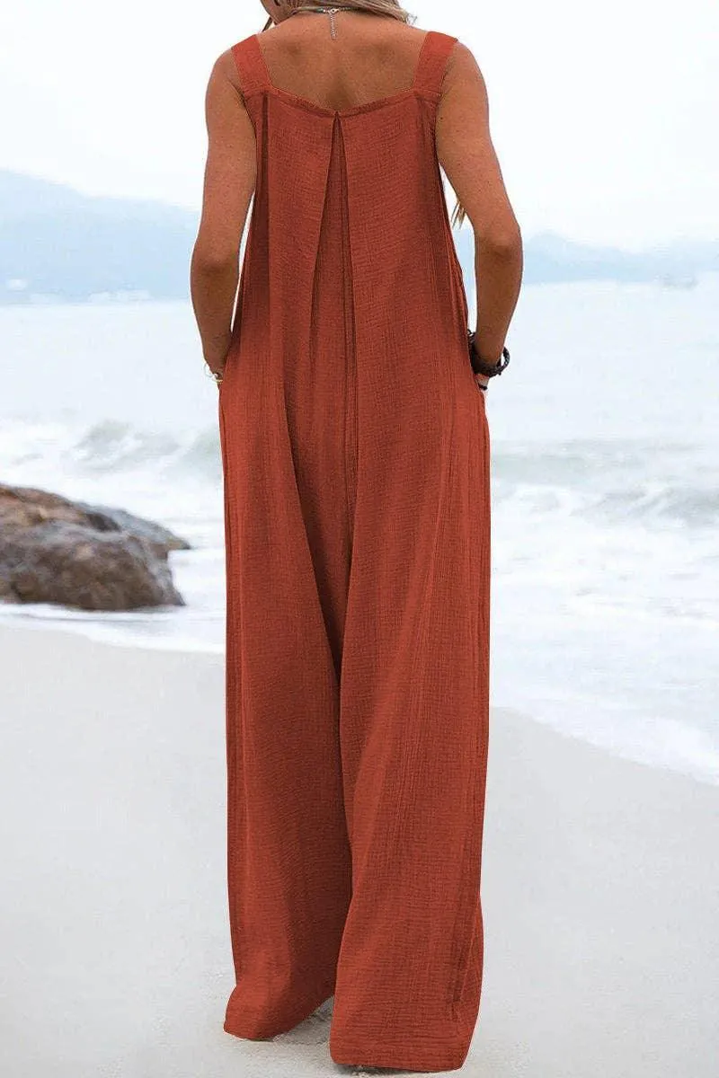 Solid Color Overall Loose Crepe Jumpsuits SKJ162