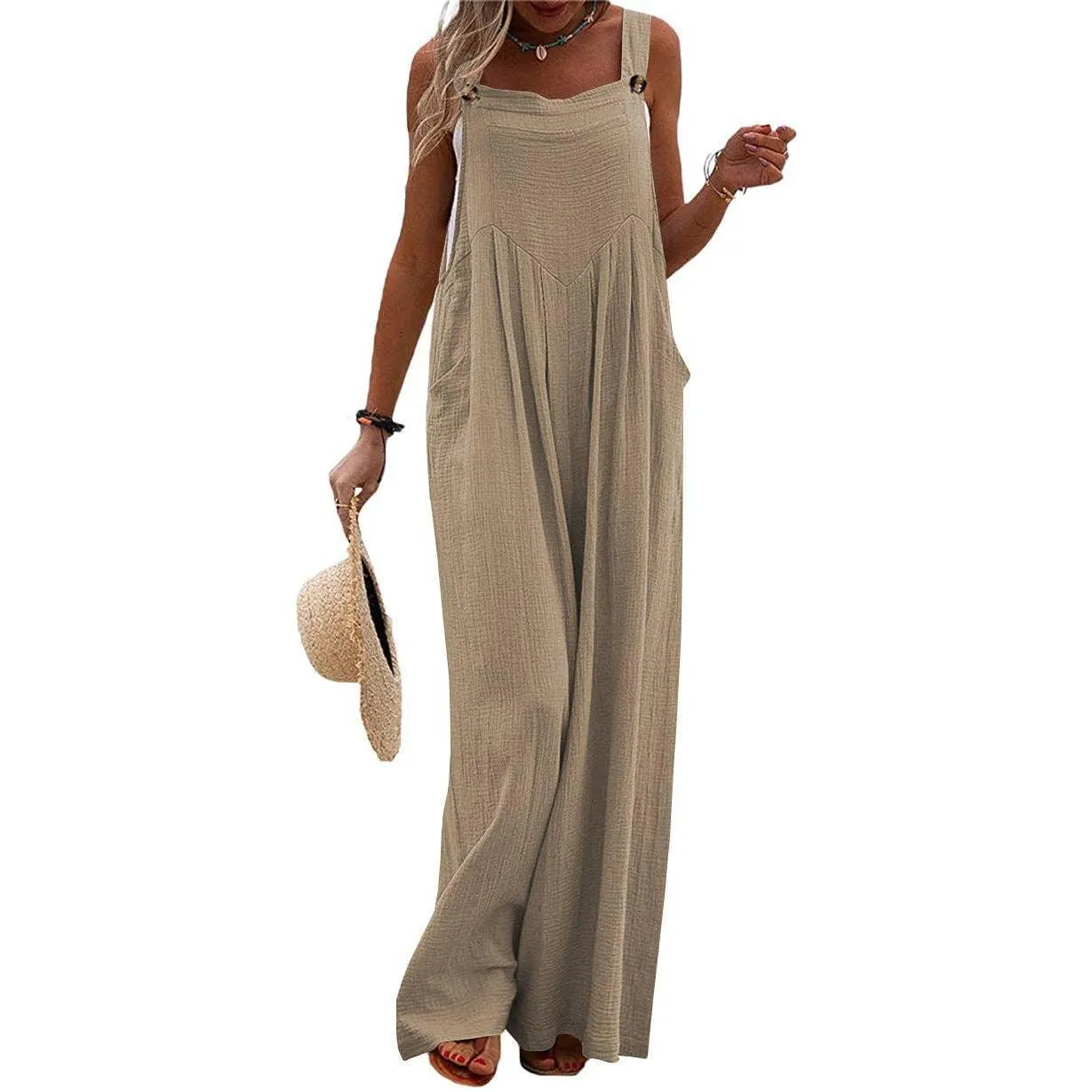 Solid Color Overall Loose Crepe Jumpsuits SKJ162