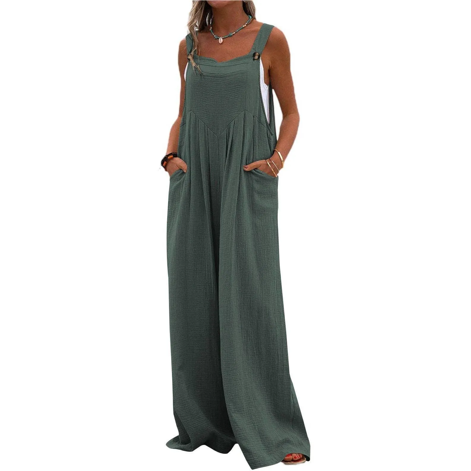 Solid Color Overall Loose Crepe Jumpsuits SKJ162