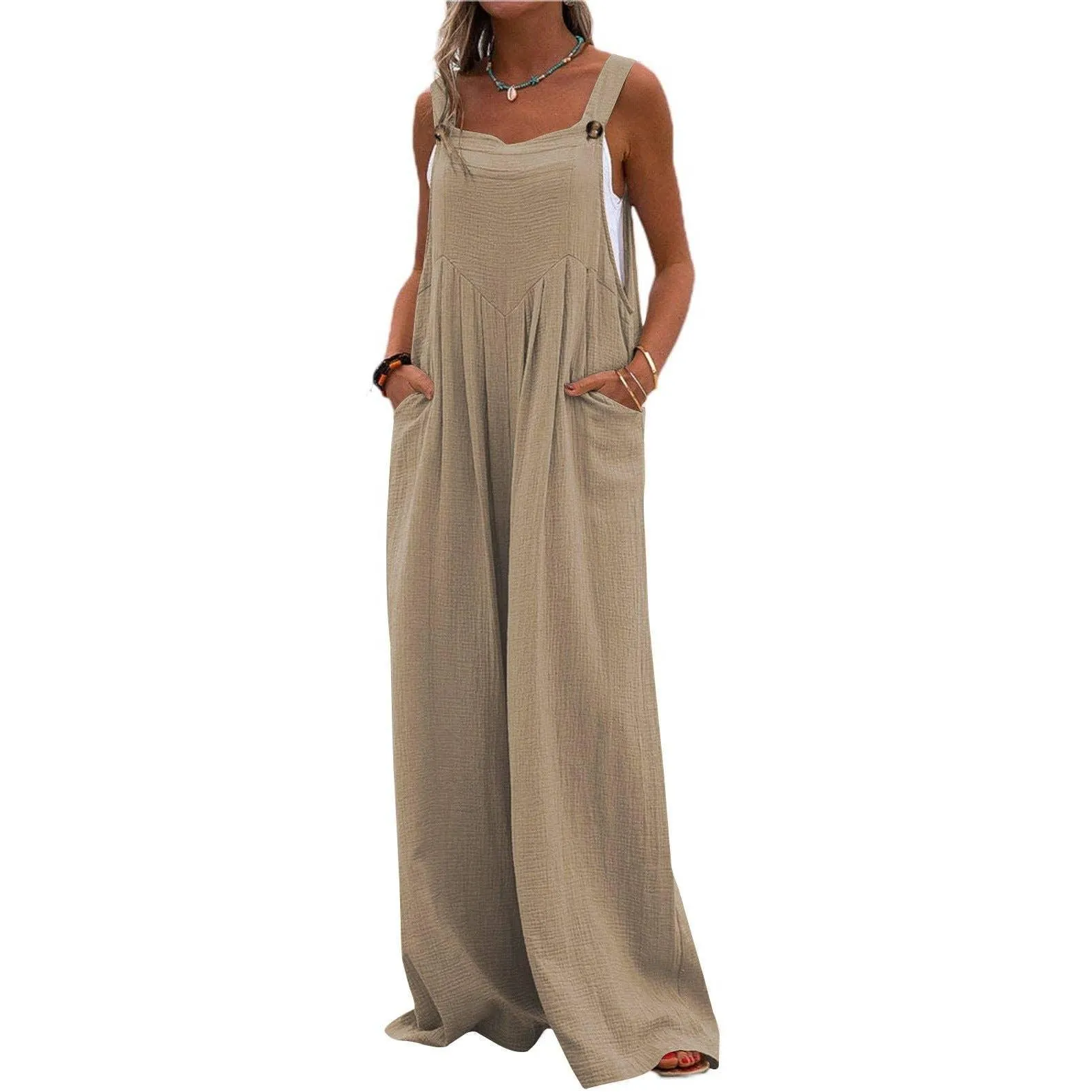 Solid Color Overall Loose Crepe Jumpsuits SKJ162