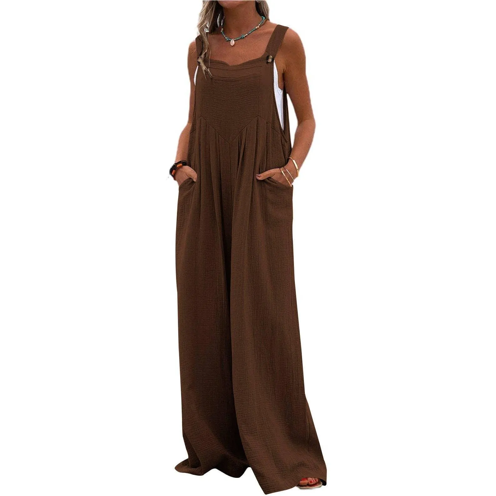 Solid Color Overall Loose Crepe Jumpsuits SKJ162