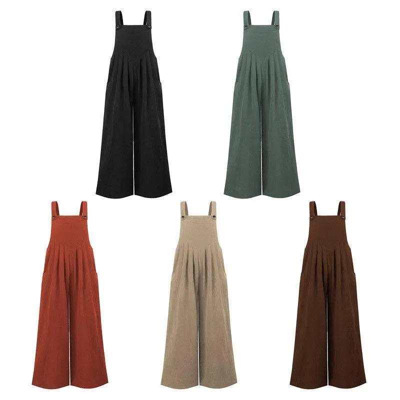 Solid Color Overall Loose Crepe Jumpsuits SKJ162