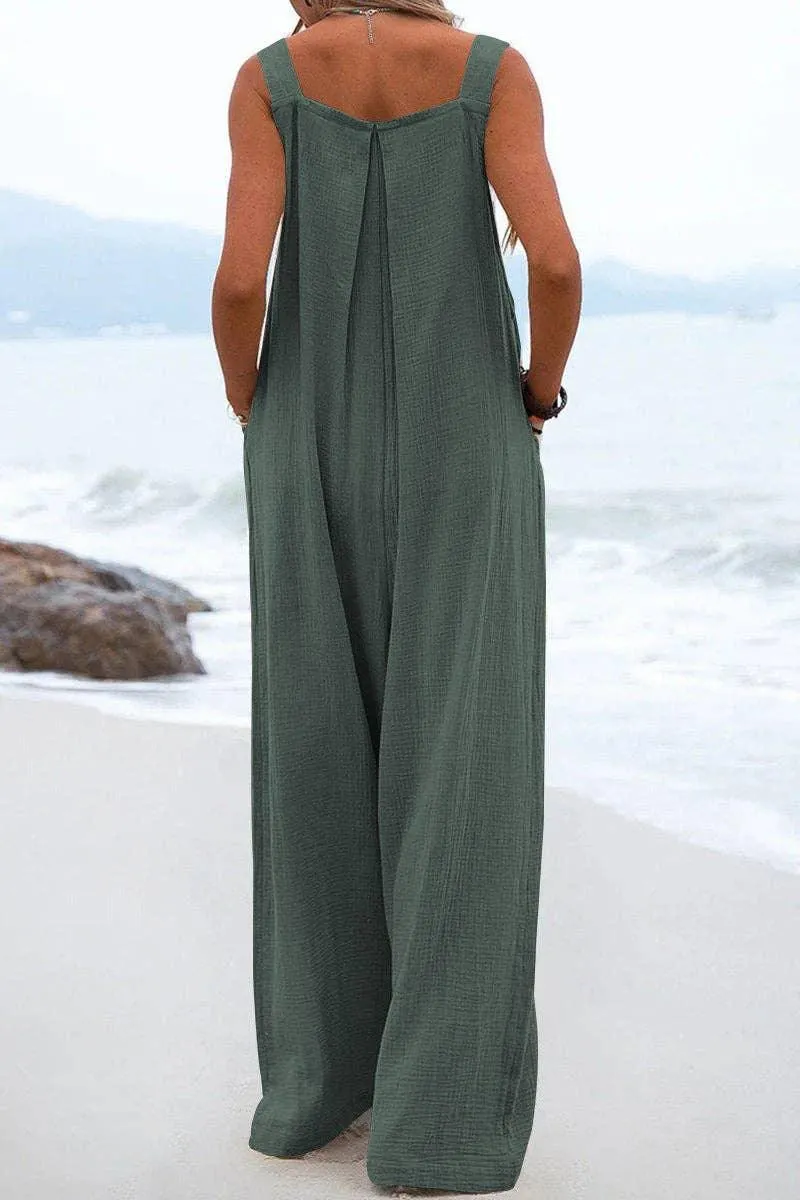 Solid Color Overall Loose Crepe Jumpsuits SKJ162