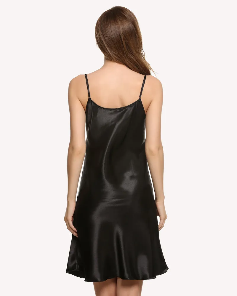 Solid Satin Slip Sleepwear Dress