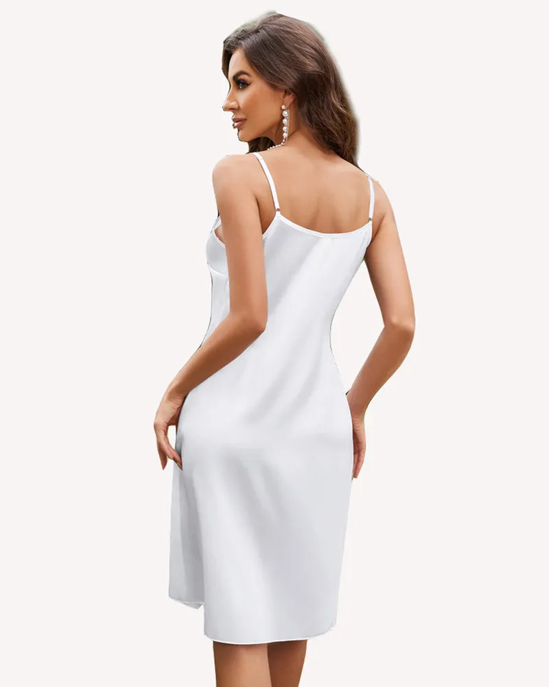 Solid Satin Slip Sleepwear Dress