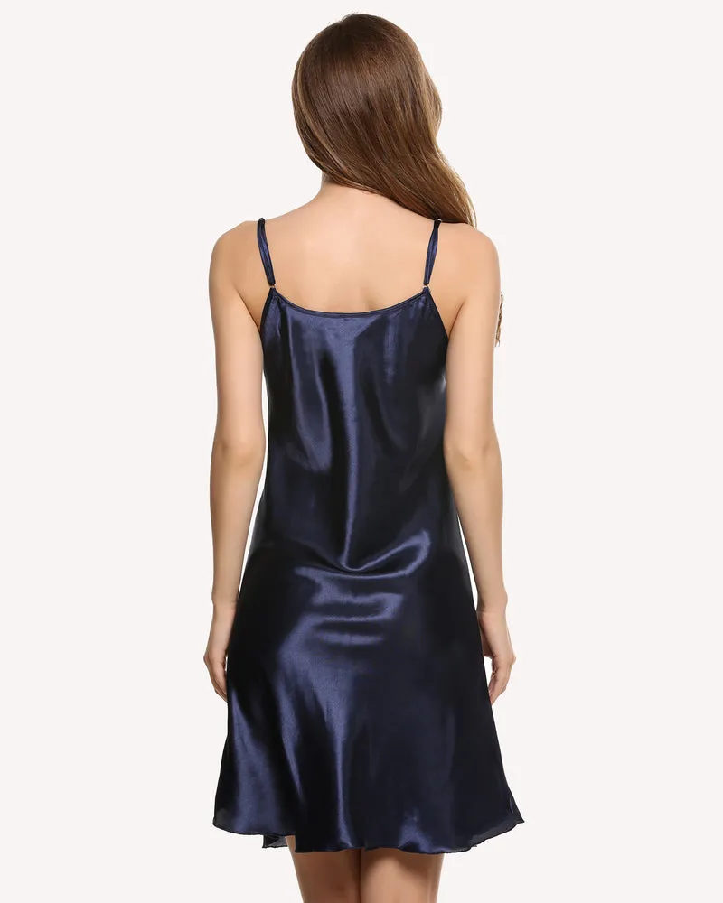 Solid Satin Slip Sleepwear Dress