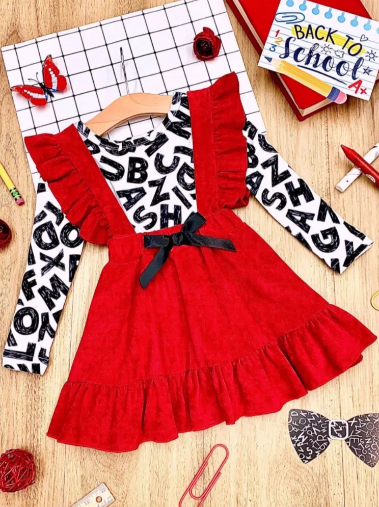 Spell With Me Ruffled Overall Skirt Set