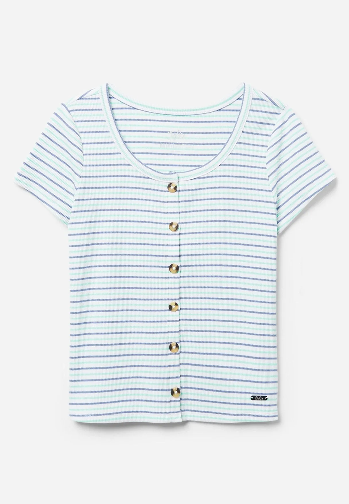 Striped Henley Top & Hair Tie